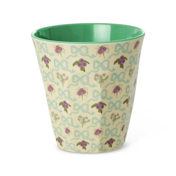 Melamine Cup with Bow and Bouquet Print - Medium - 250 ml