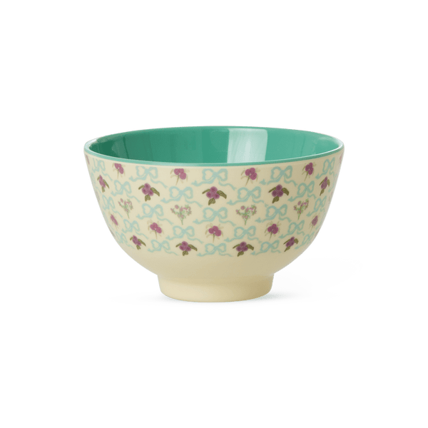 Melamine Bowl with Bow and Bouquet Print - Small - 300 ml