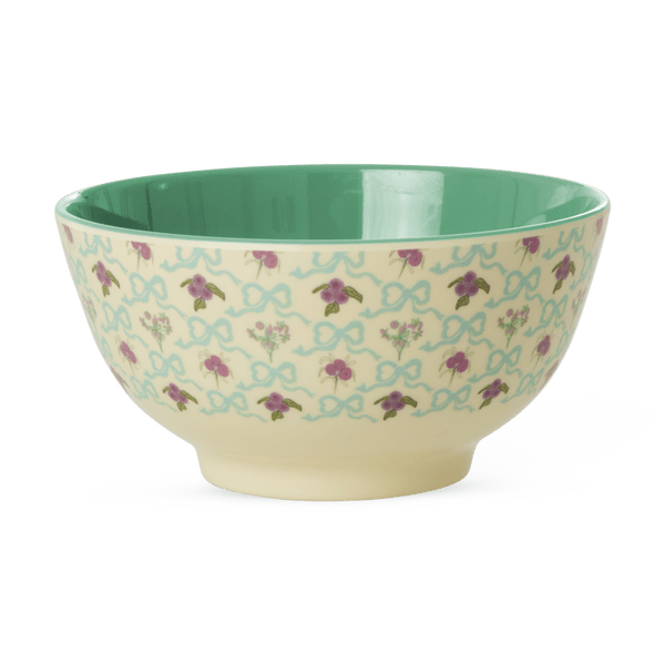 Melamine Bowl with Bow and Bouquet Print - Medium - 700 ml