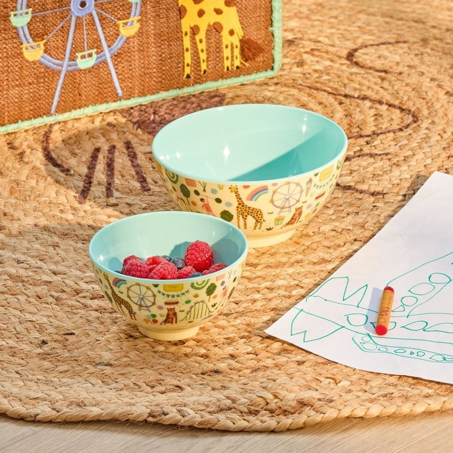 Melamine Bowl with Fun Fair Print - Mint - Small - 300 ml