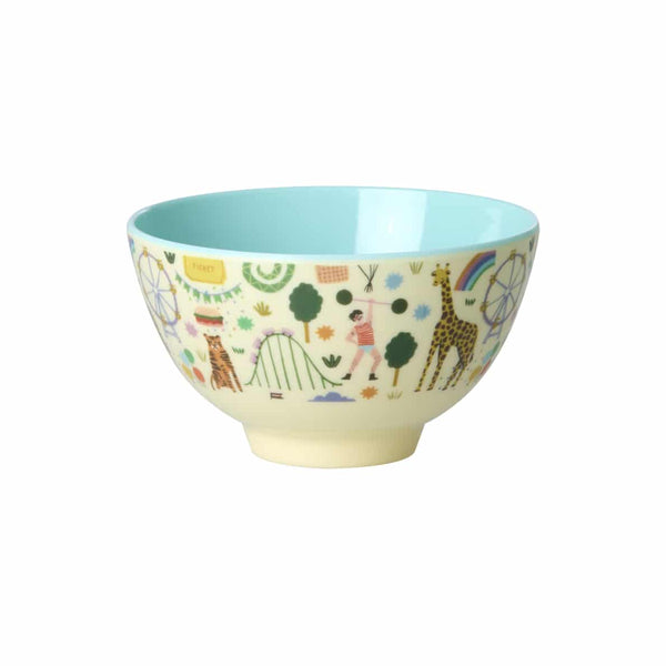 Melamine Bowl with Fun Fair Print - Mint - Small - 300 ml