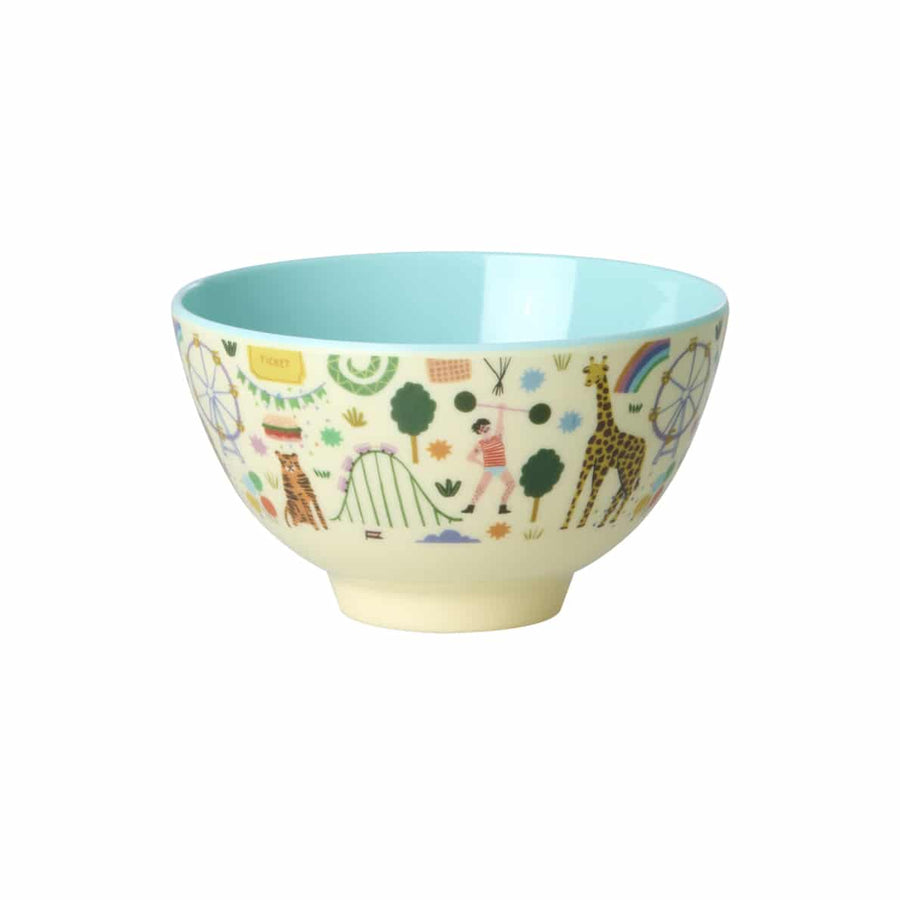 Melamine Bowl with Fun Fair Print - Mint - Small - 300 ml