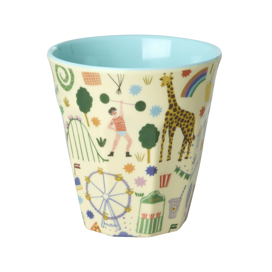 Melamine Cup with Fun Fair Print - Mint - Medium - 250 ml