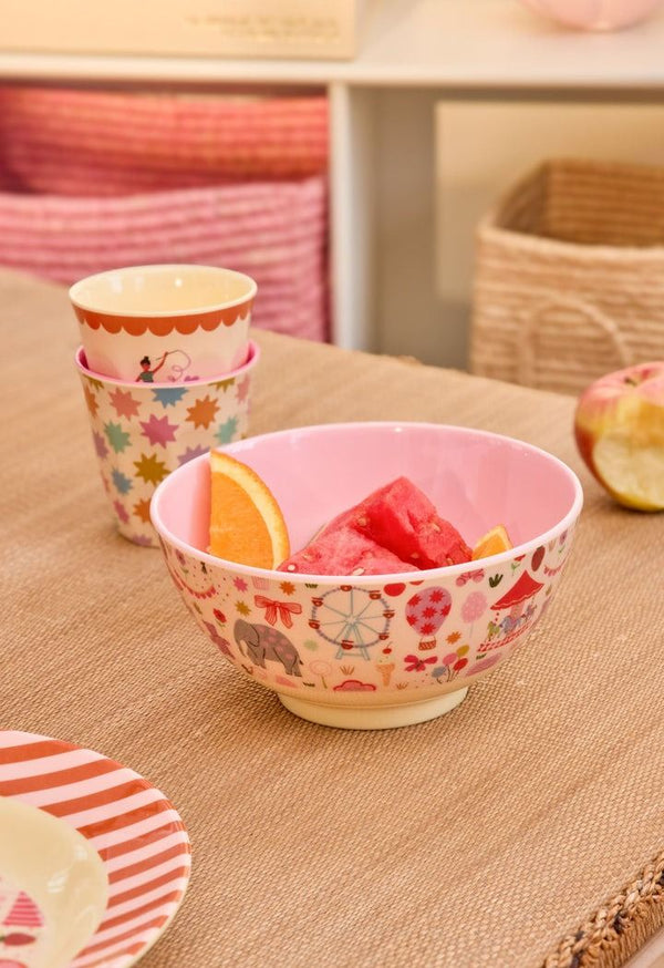 Melamine Bowl with Fun Fair Print - Pink - Medium - 700 ml