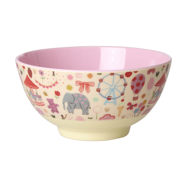 Melamine Bowl with Fun Fair Print - Pink - Medium - 700 ml