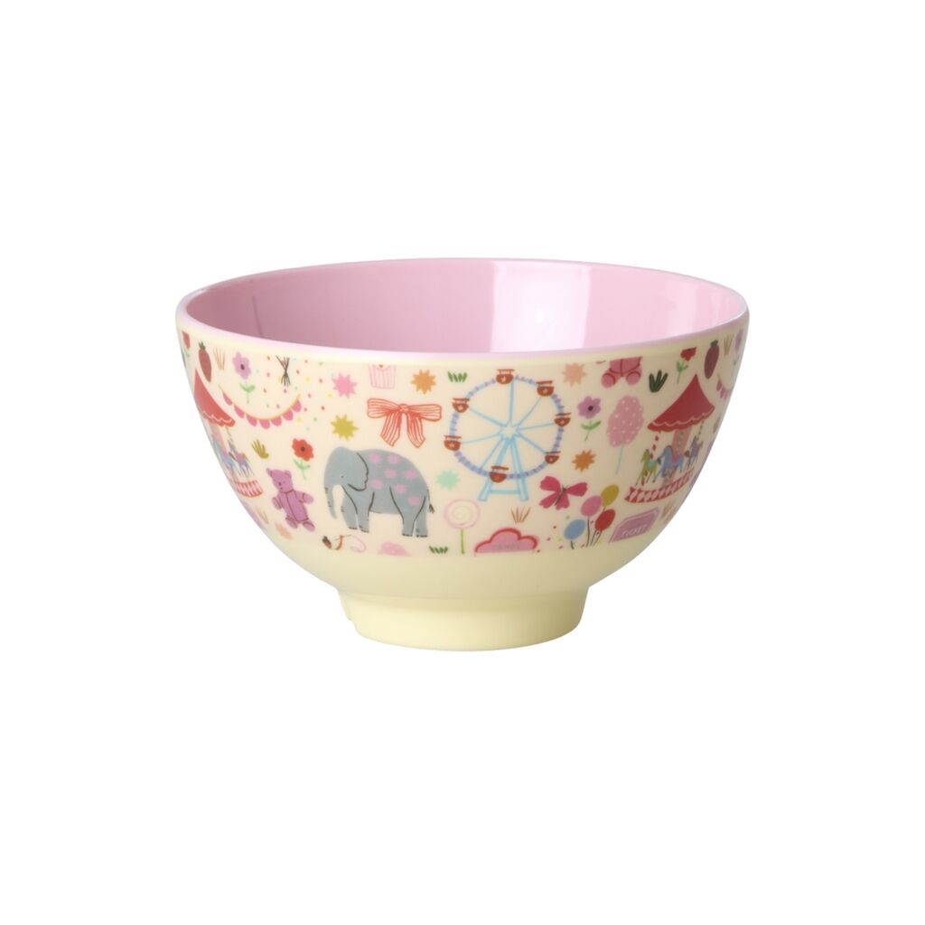 Melamine Bowl with Fun Fair Print - Pink - Small - 300 ml