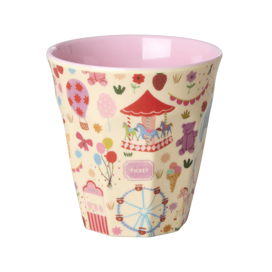 Melamine Cup with Fun Fair Print - Pink - Medium - 250 ml