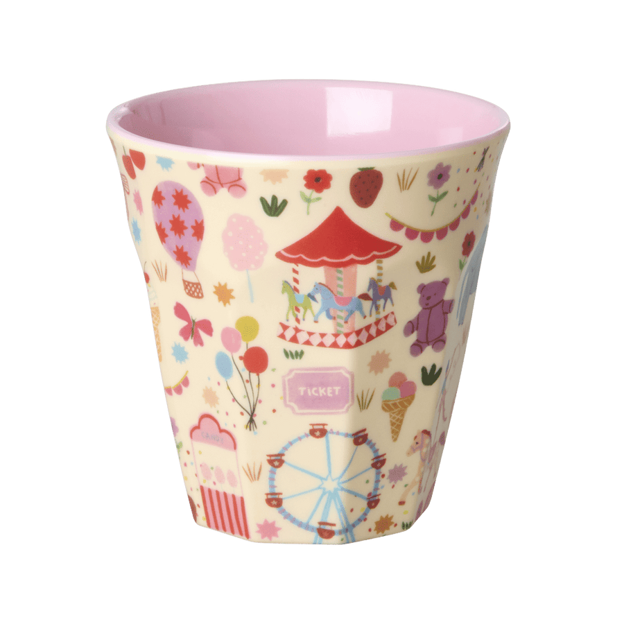 Melamine Cup with Fun Fair Print - Pink - Medium - 250 ml