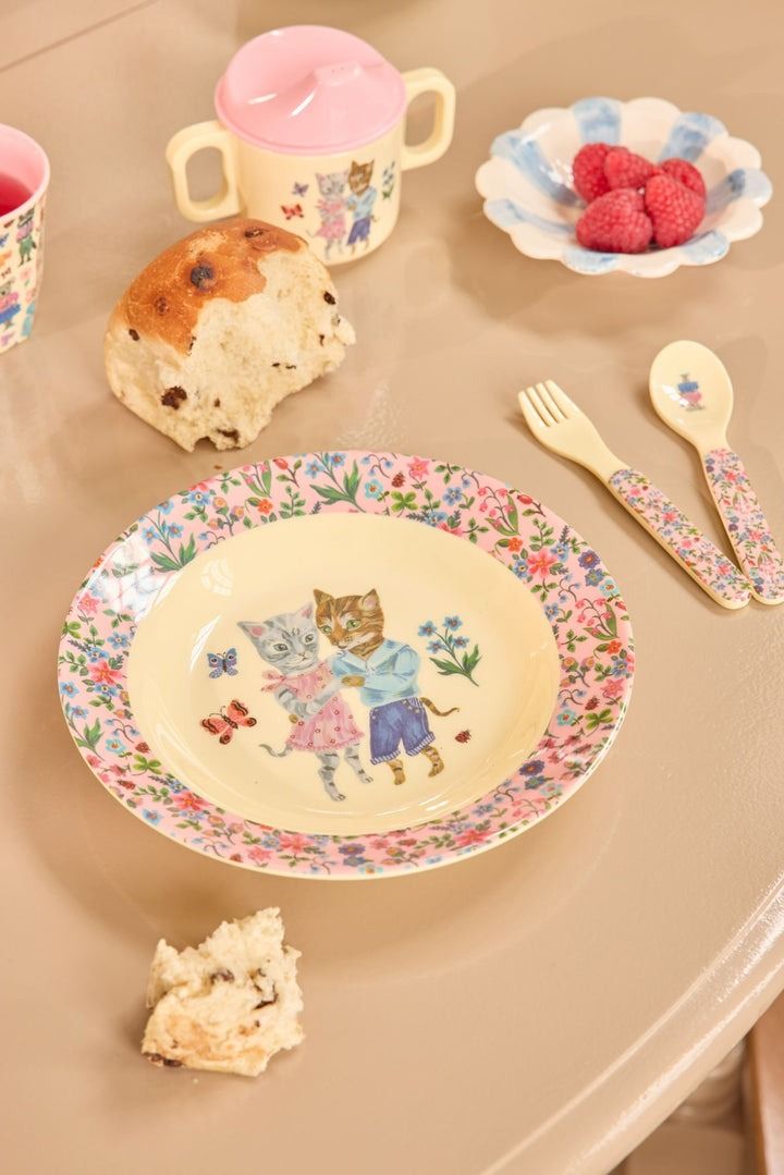Melamine Kids Bowl with Nathalie L'ete Print - Pink - 250 ml