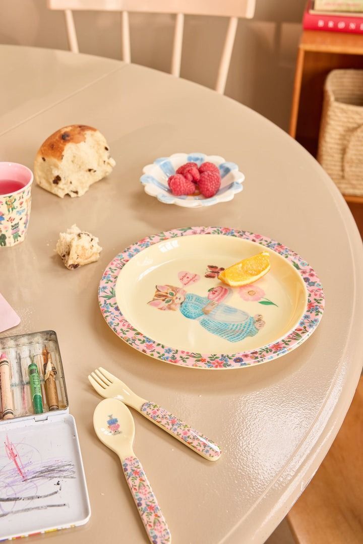 Melamine Kids Lunch Plate with Nathalie L'ete Print - Pink