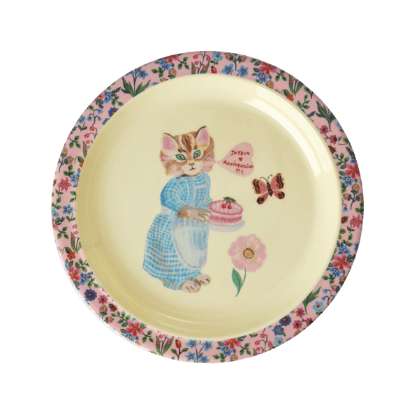 Melamine Kids Lunch Plate with Nathalie L'ete Print - Pink