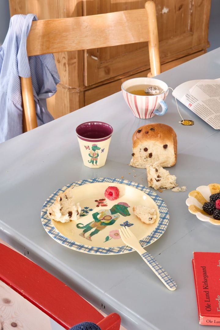 Melamine Kids Lunch Plate with Nathalie L'ete Print - Blue