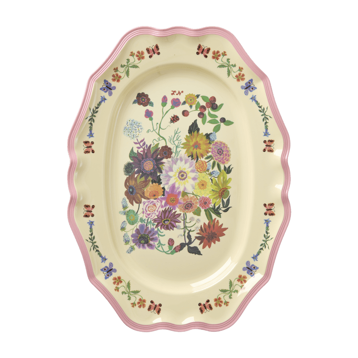 Melamine Vintage Serving Dish with Nathalie L'ete Print - Pink - Large