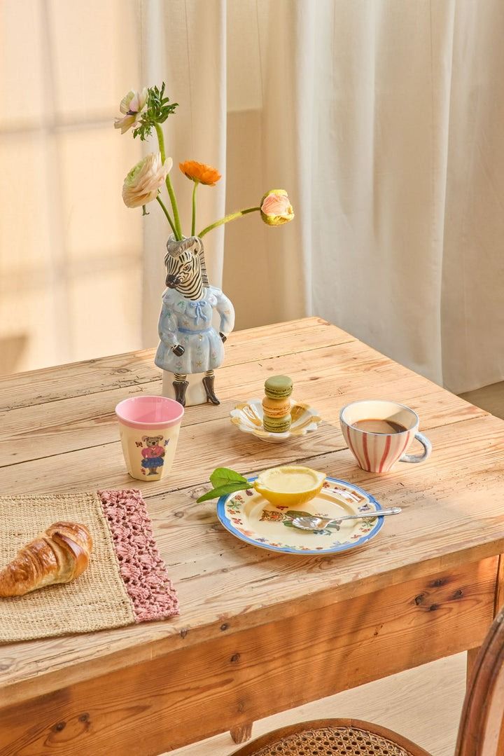 Melamine Vintage Side Plate with Nathalie L'ete Print - Blue