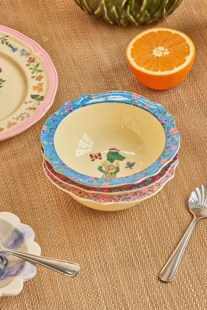 Melamine Vintage Bowl with Nathalie L'ete Print - Blue