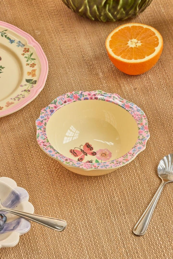 Melamine Vintage Bowl with Nathalie L'ete Print - Pink