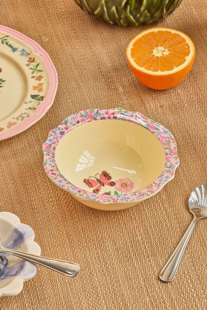 Melamine Vintage Bowl with Nathalie L'ete Print - Pink