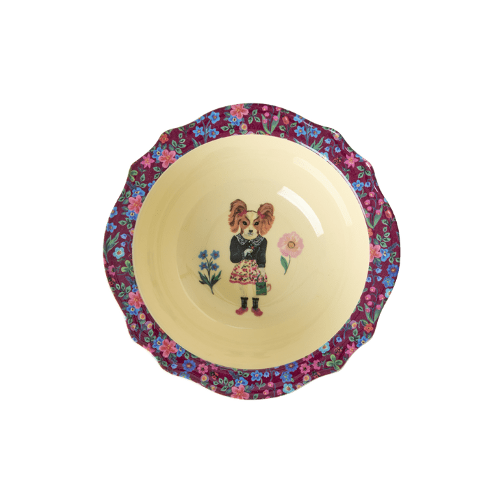 Melamine Vintage Bowl with Nathalie L'ete Print - Bordeaux