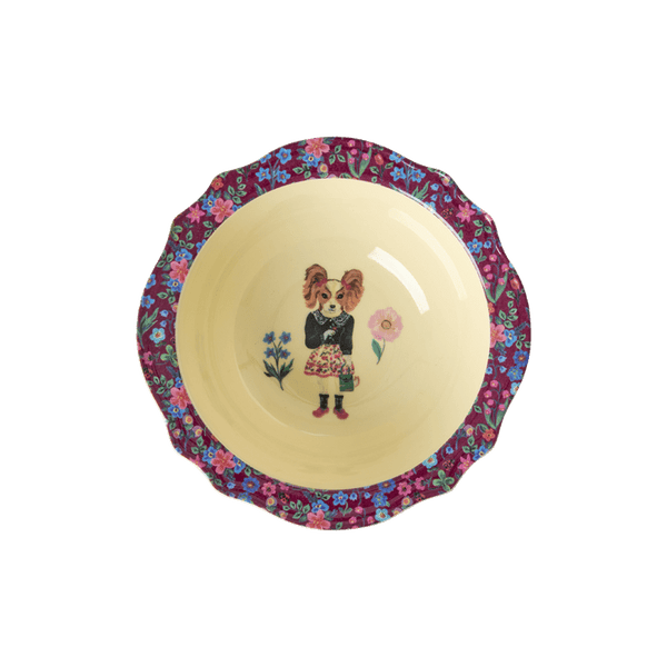 Melamine Vintage Bowl with Nathalie L'ete Print - Bordeaux