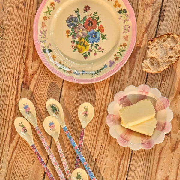 Melamine Vintage Side Plate with Nathalie L'ete Print - Pink