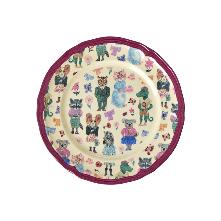 Melamine Vintage Side Plate with Nathalie L'ete Print - Bordeaux
