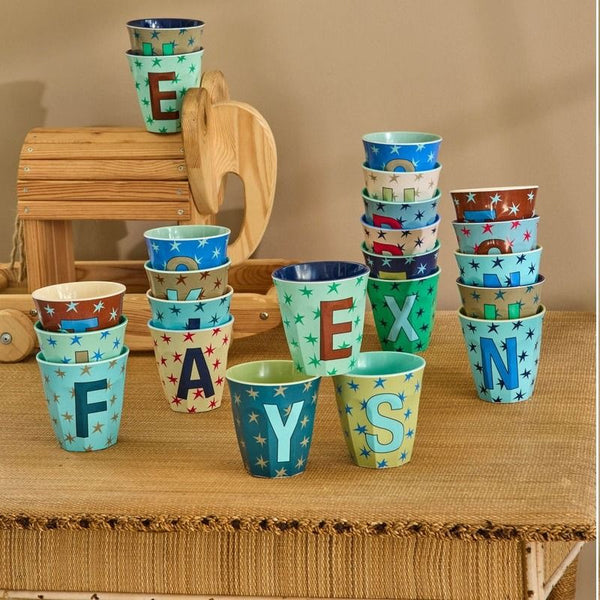 Melamine Cup with the Letter E- Stars - Medium - 250 ml