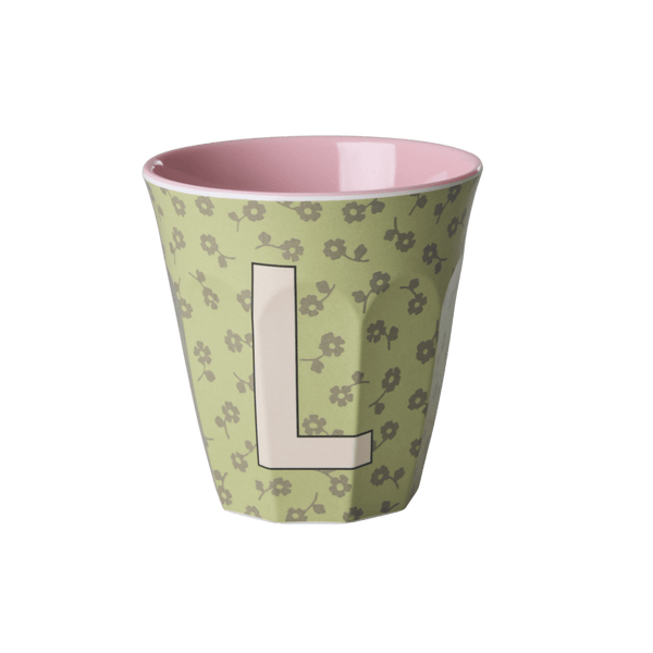 Melamine Cup with the Letter L - Flowers - Medium - 250 ml