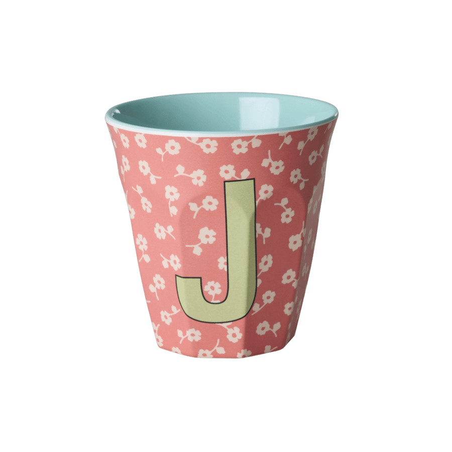 Melamine Cup with the Letter J - Flowers - Medium - 250 ml