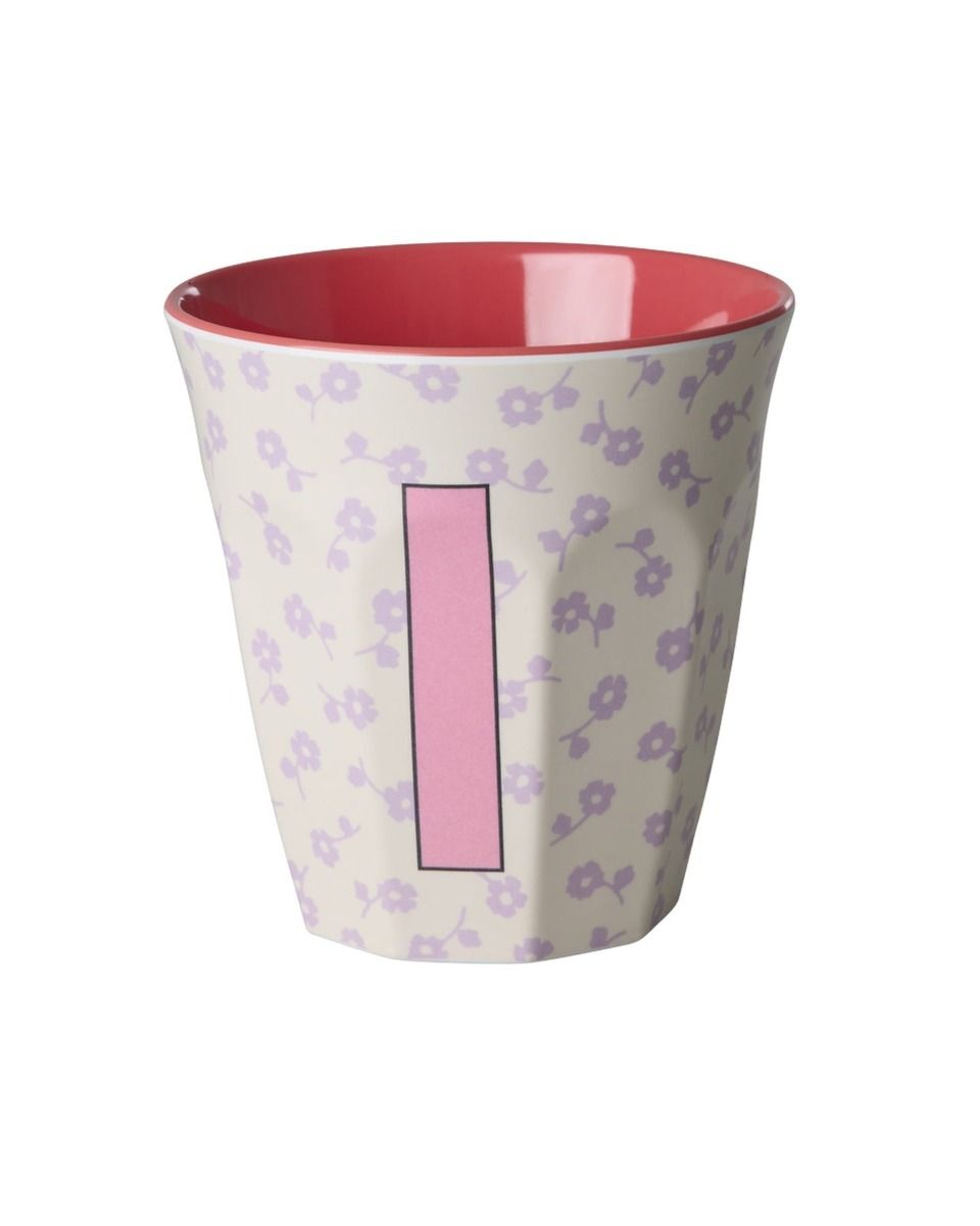 Melamine Cup with the Letter I - Flowers - Medium - 250 ml