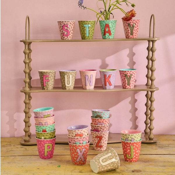 Melamine Cup with the Letter F - Flowers - Medium - 250 ml