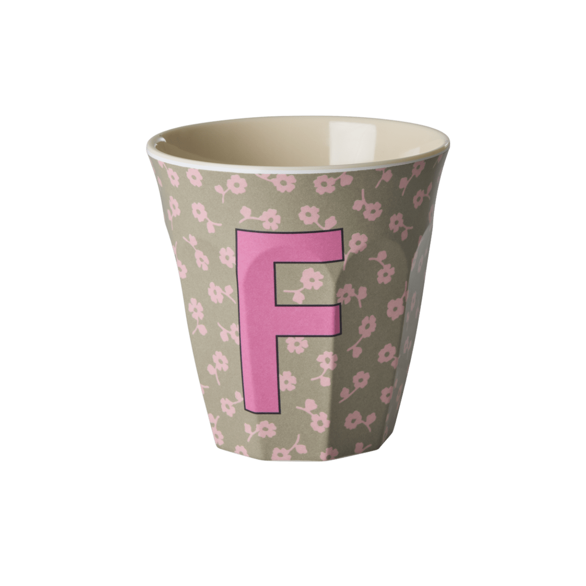 Melamine Cup with the Letter F - Flowers - Medium - 250 ml