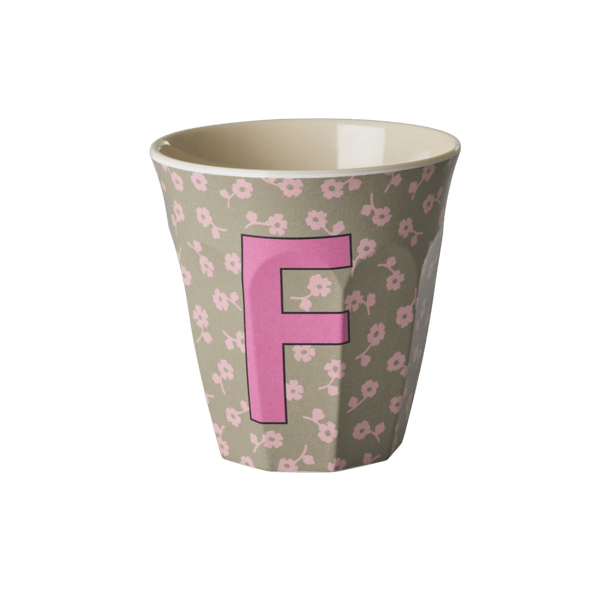 Melamine Cup with the Letter F - Flowers - Medium - 250 ml