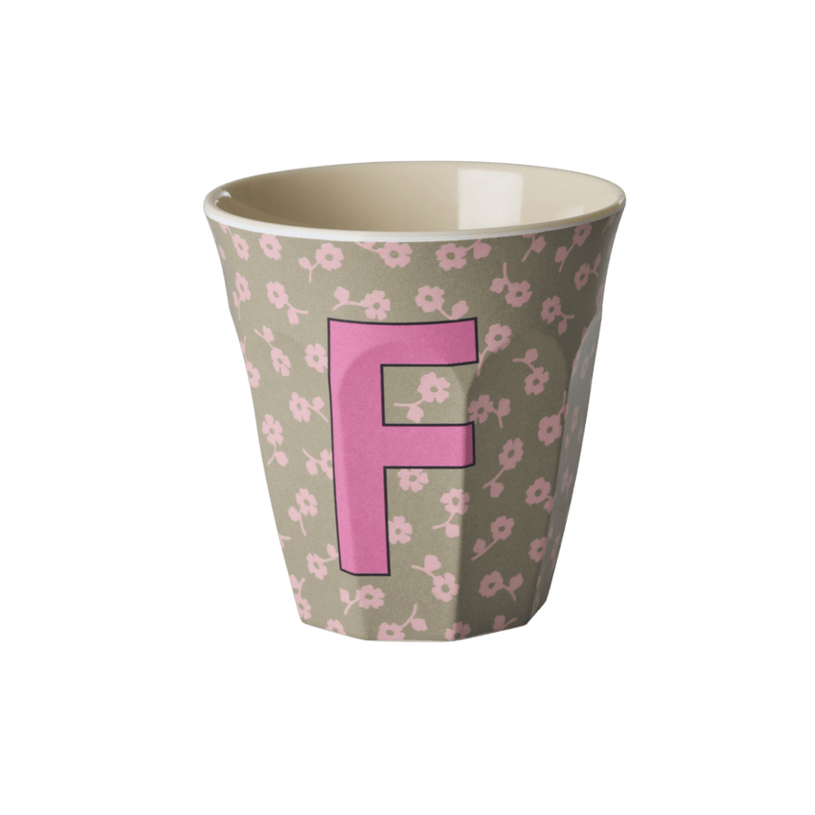 Melamine Cup with the Letter F - Flowers - Medium - 250 ml