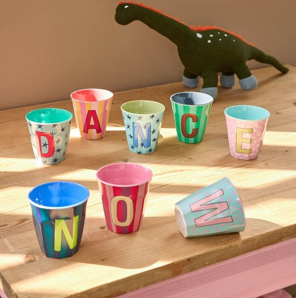 Melamine Cup with the Letter E - Flowers - Medium - 250 ml