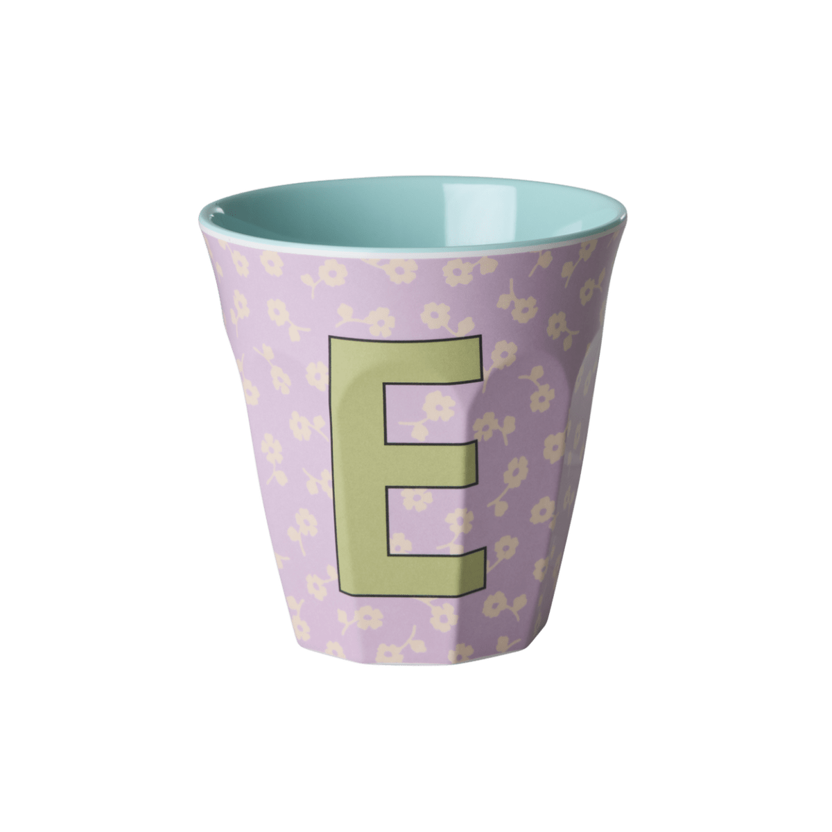 Melamine Cup with the Letter E - Flowers - Medium - 250 ml