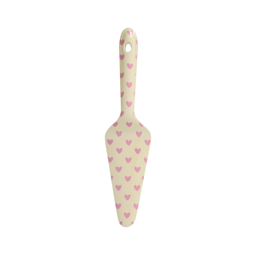 Melamine Cake Server with 3 Asst. Favorite Hearts Prints - Red Kiss, Dark Pink and Dark Mint