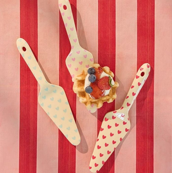 Melamine Cake Server with 3 Asst. Favorite Hearts Prints - Red Kiss, Dark Pink and Dark Mint