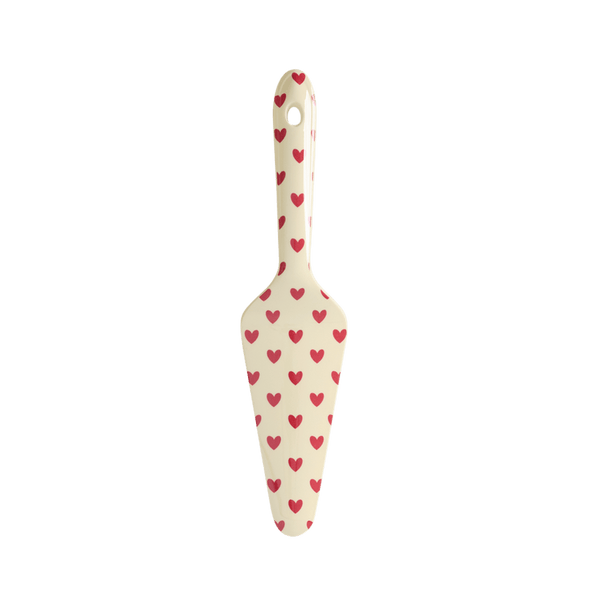 Melamine Cake Server with 3 Asst. Favorite Hearts Prints - Red Kiss, Dark Pink and Dark Mint