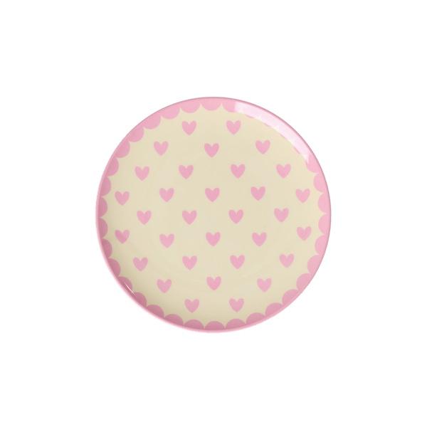 Melamine Cake Plate with Favorite Hearts Print -  Dark Pink - Small
