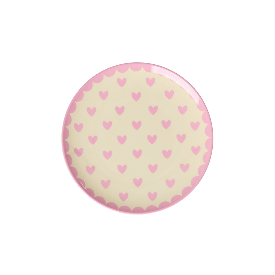 Melamine Cake Plate with Favorite Hearts Print -  Dark Pink - Small