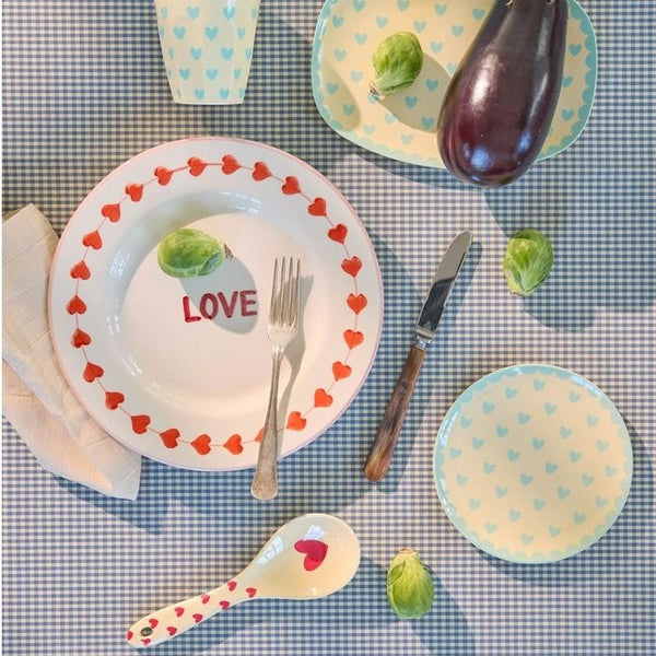 Melamine Cake Plate with Favorite Hearts Print -  Dark Mint - Small