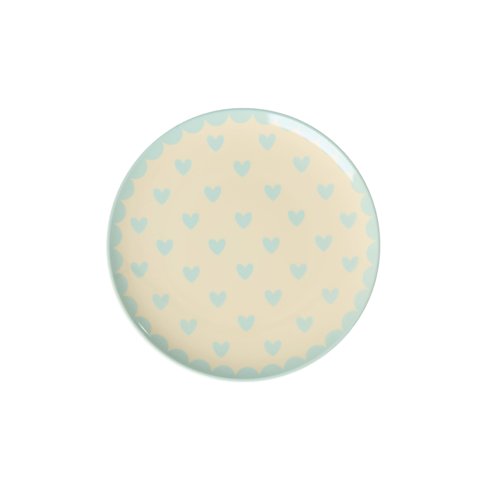 Melamine Cake Plate with Favorite Hearts Print -  Dark Mint - Small