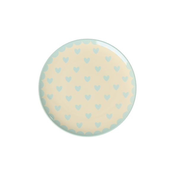 Melamine Cake Plate with Favorite Hearts Print -  Dark Mint - Small