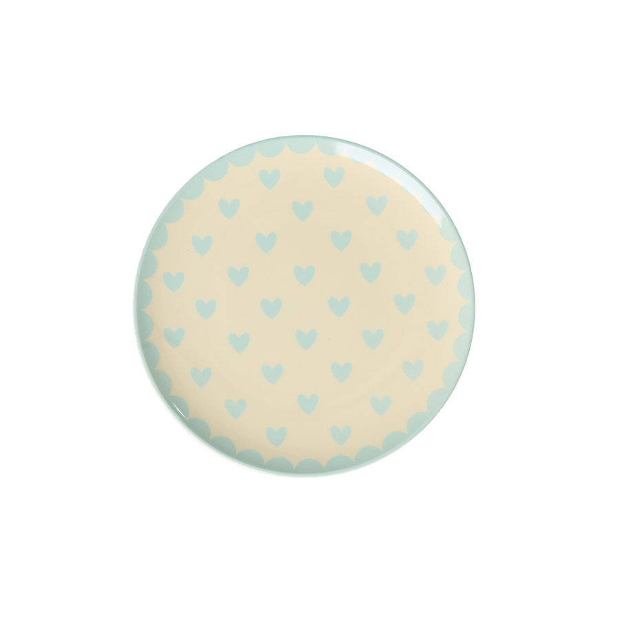 Melamine Cake Plate with Favorite Hearts Print -  Dark Mint - Small