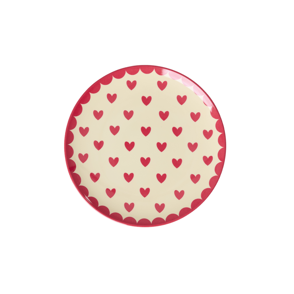 Melamine Cake Plate with Favorite Hearts Print - Red Kiss - Small