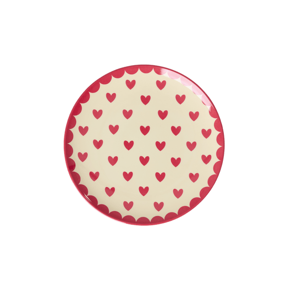 Melamine Cake Plate with Favorite Hearts Print - Red Kiss - Small