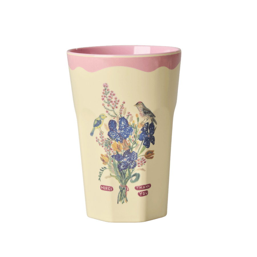 Melamine Tall Cup in Gift Box with Nathalie Lété Print - Tall - Pink - 2 Pack -  400 ml