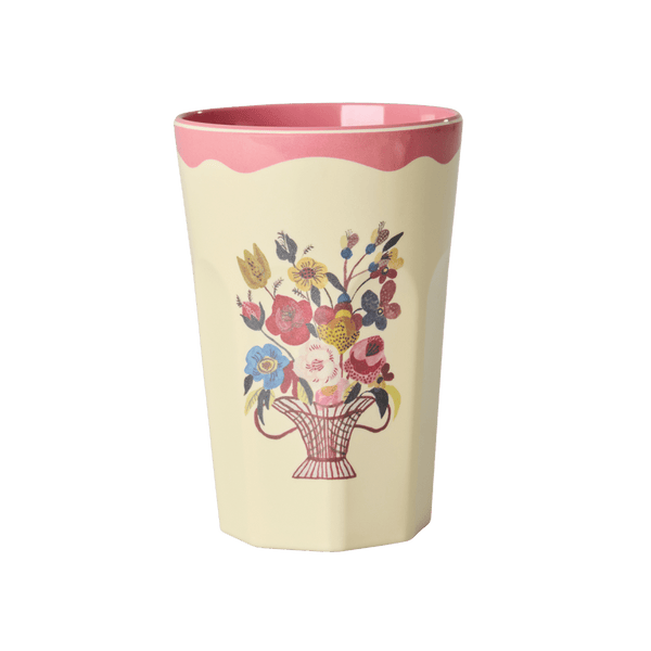 Melamine Tall Cup in Gift Box with Nathalie Lété Print - Tall - Pink - 2 Pack -  400 ml