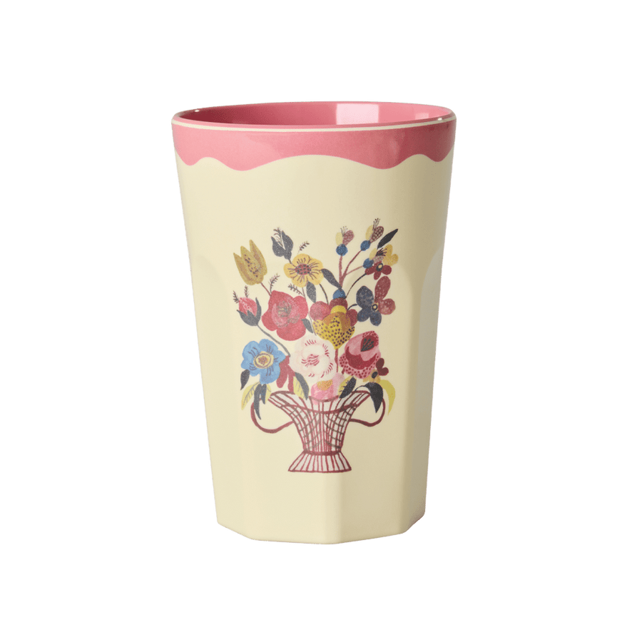 Melamine Tall Cup in Gift Box with Nathalie Lété Print - Tall - Pink - 2 Pack -  400 ml