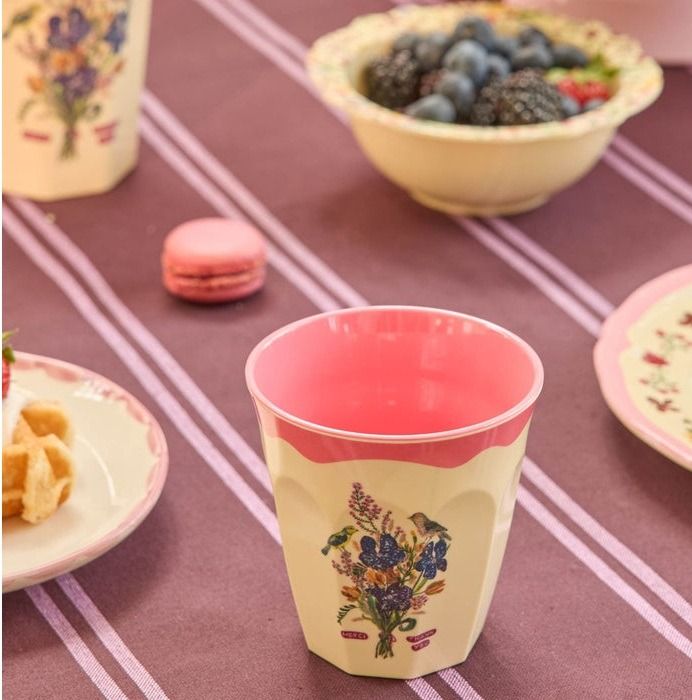 Melamine Cup with Nathalie Lété Print - Medium - Pink - 250 ml